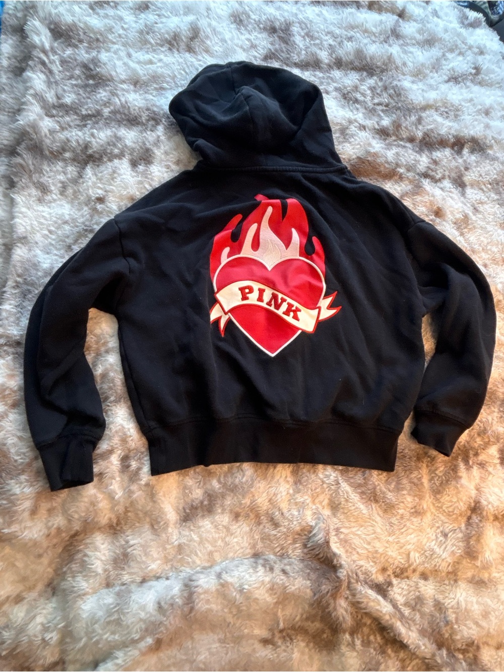 PINK Victoria's Secret Black Thats Fire Hoodie